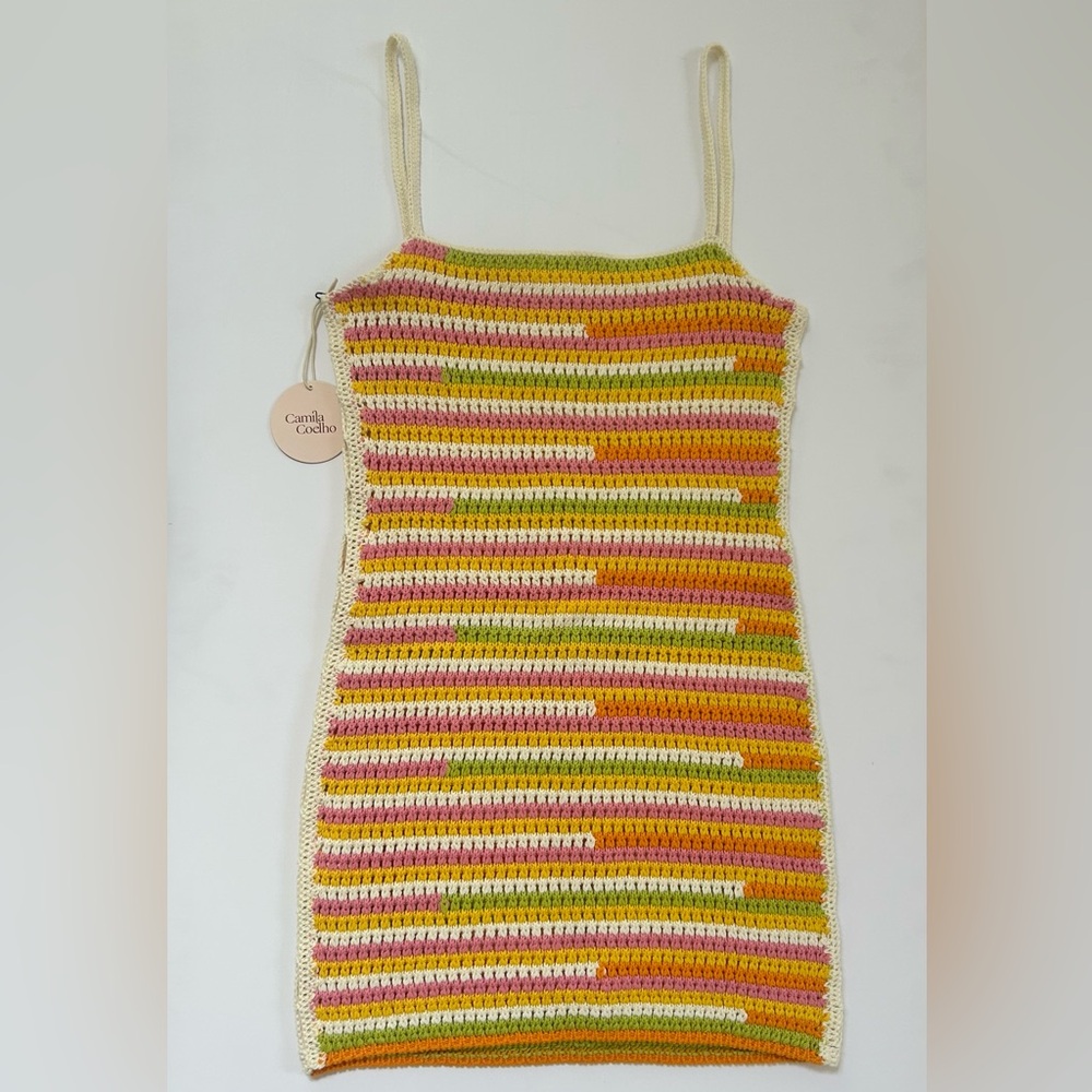 NWT REVOLVE Camila Coelho Open Stitch Rhea Dress in rainbow VIRAL XS - Picture 7 of 13